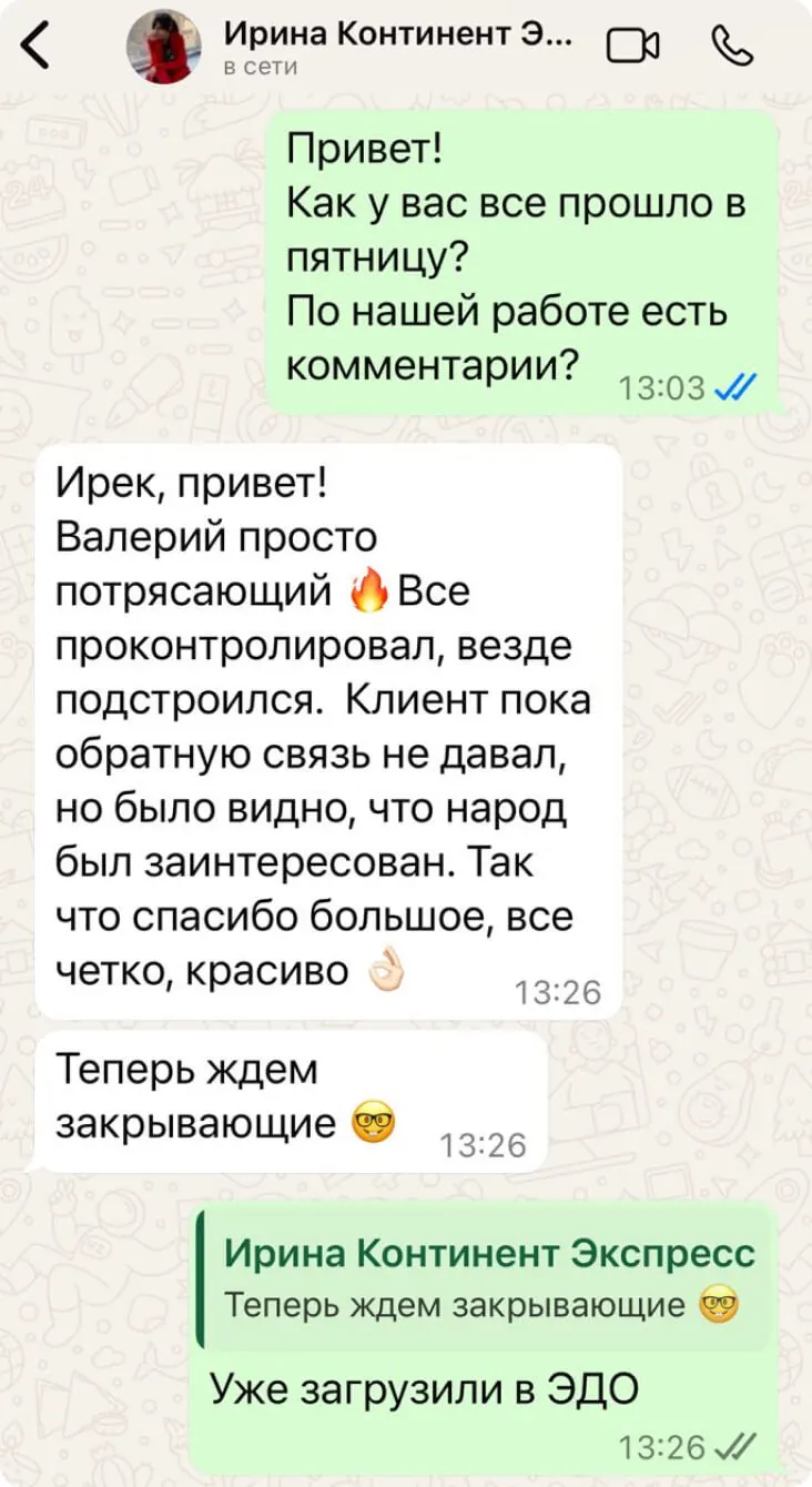 Отзыв: Ирина, Континент Экспресс